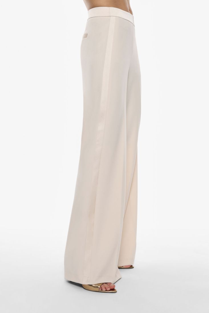 Pantalone palazzo con tasche banda raso burro IMPERIAL