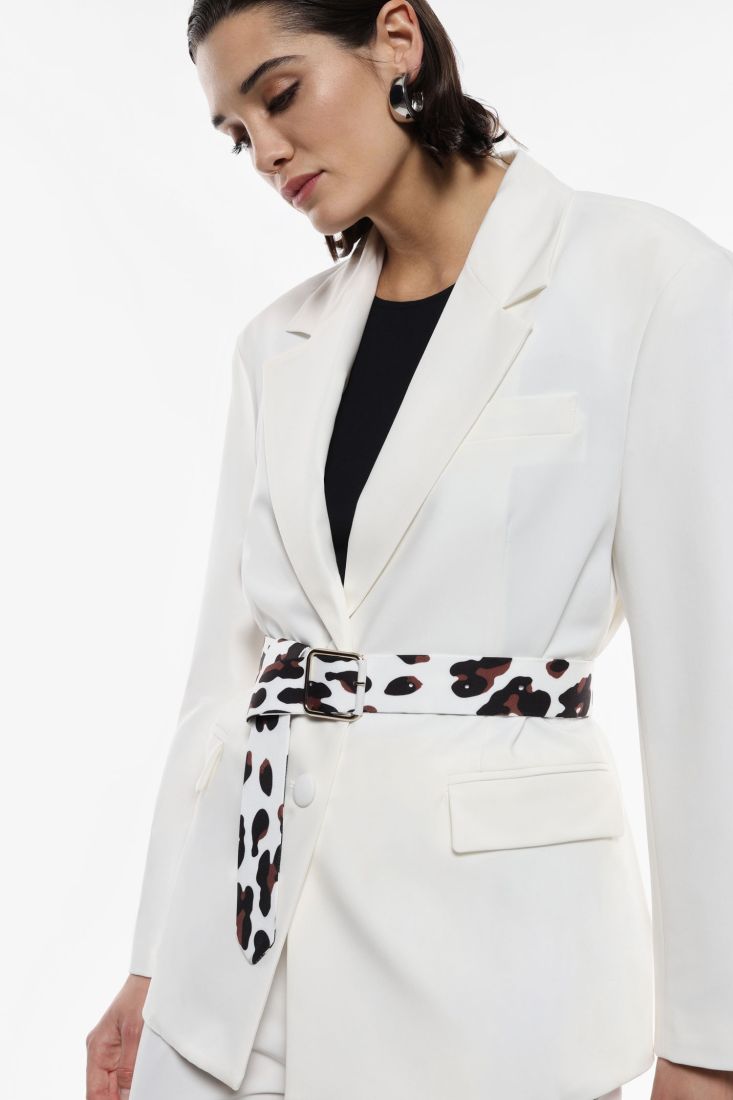 Blazer oversize con cintura animalier bianco IMPERIAL