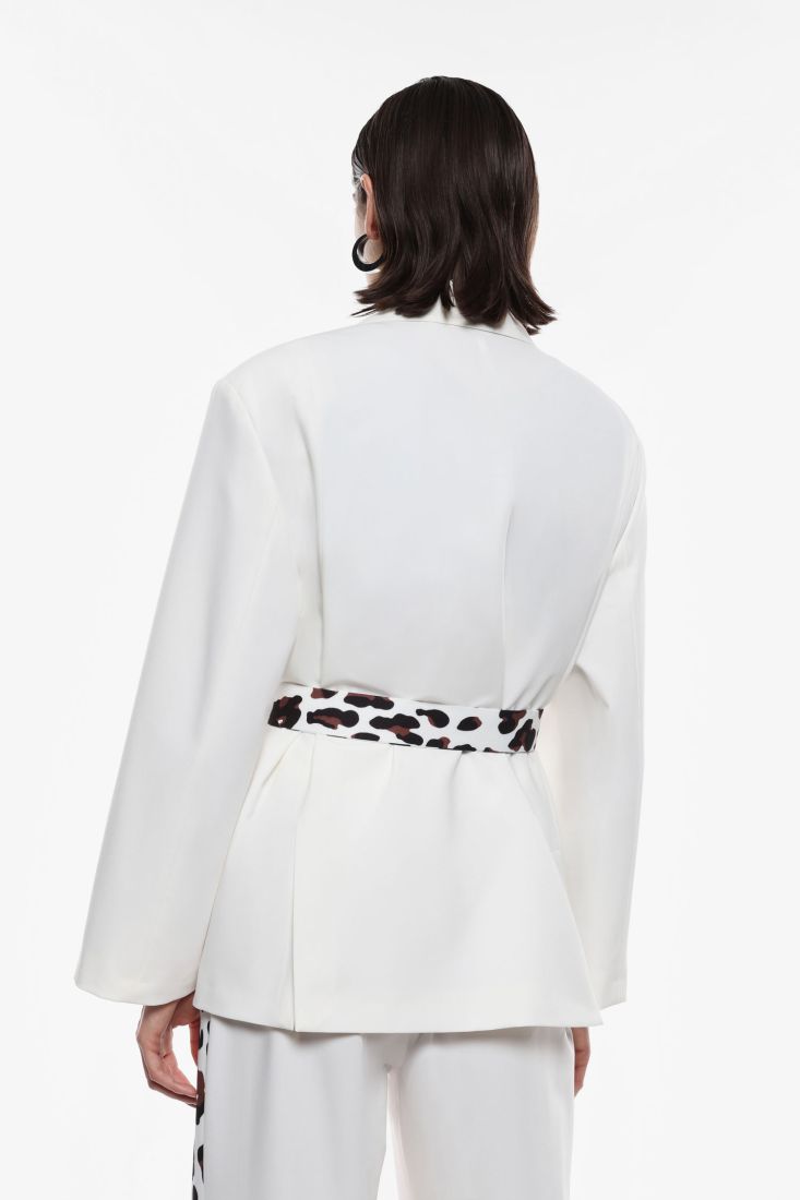 Blazer oversize con cintura animalier bianco IMPERIAL