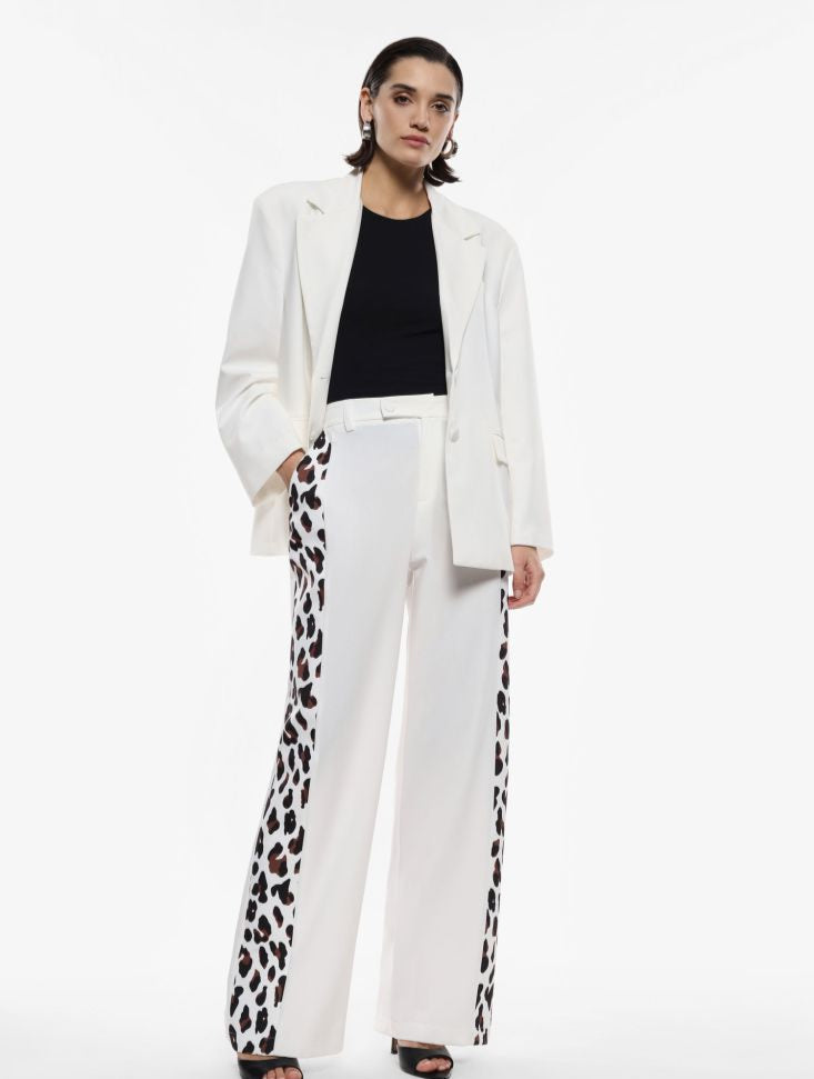 Pantalone ampio con banda laterale animalier IMPERIAL