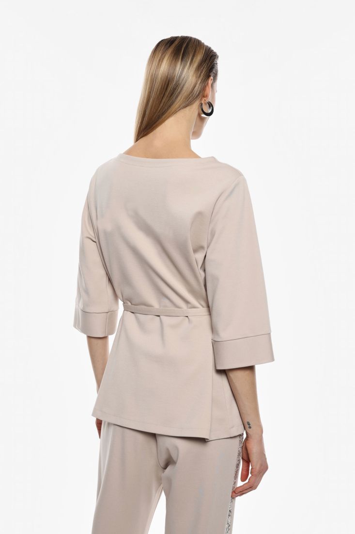 Felpa girocollo punto milano con maniche 3/4 e cintura FH86JHZ IMPERIAL