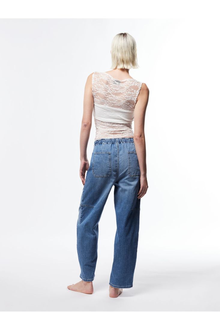 Jeans ampi paperbag con cuciture P3BBQ2PFU PLEASE