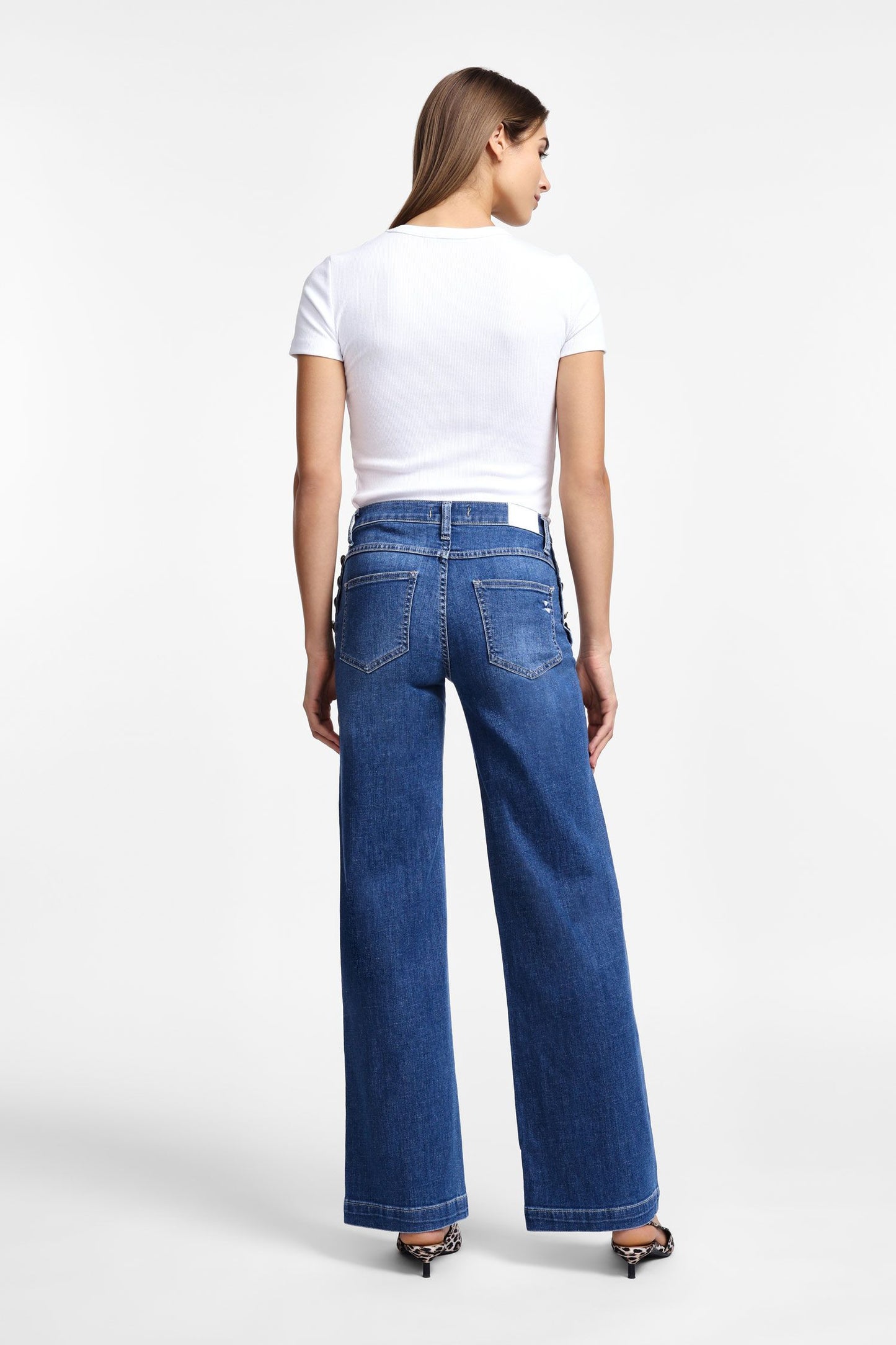 Jeans a zampa con bottoni laterali P3FDBQ2NTZ PLEASE