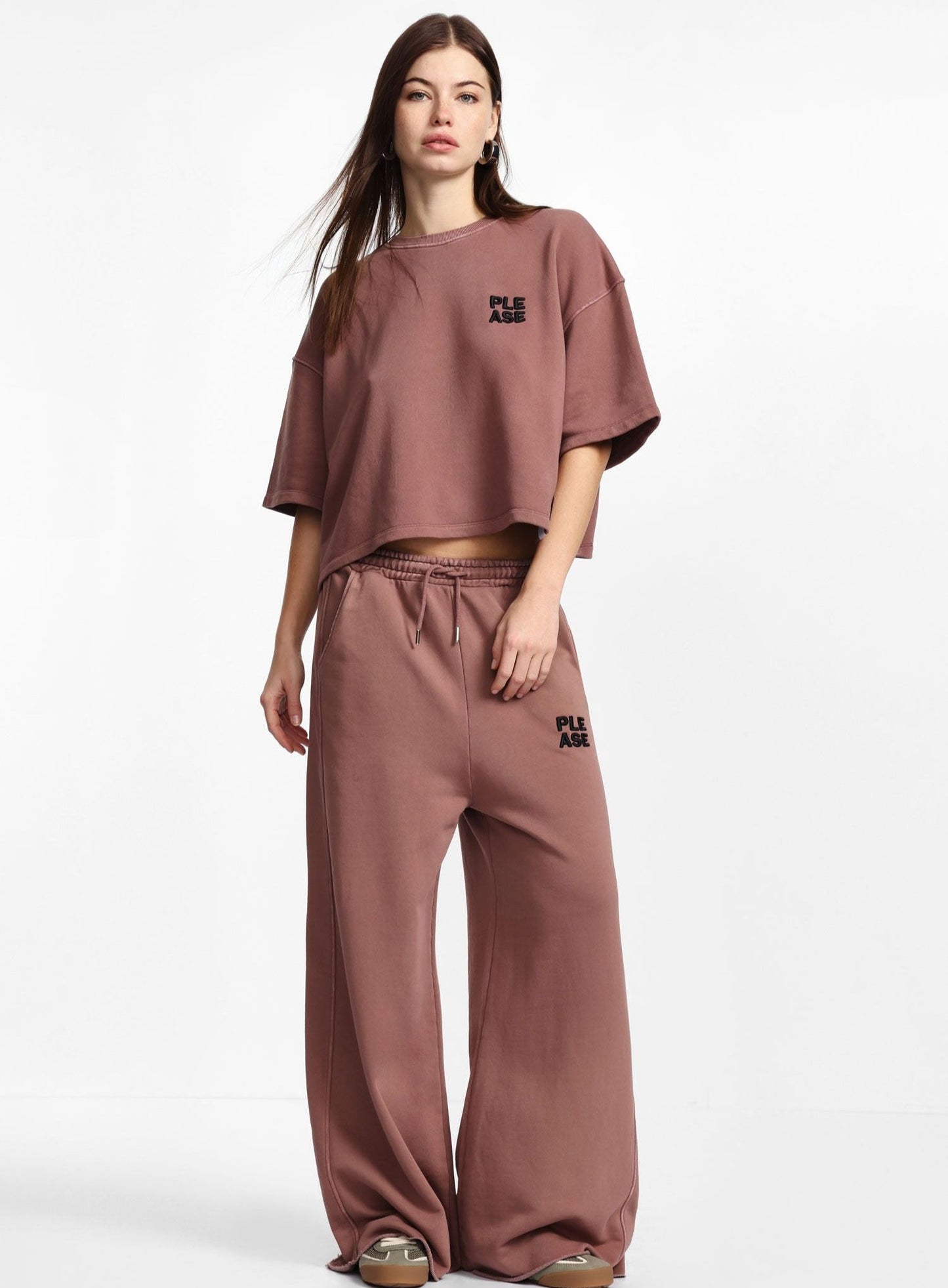 Pantaloni jogging a gamba larga con coulisse P8555MOD9 PLEASE