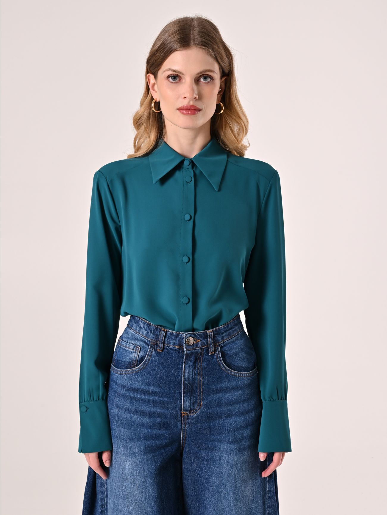 Camicia linea classica tessuto fluido verde RINASCIMENTO