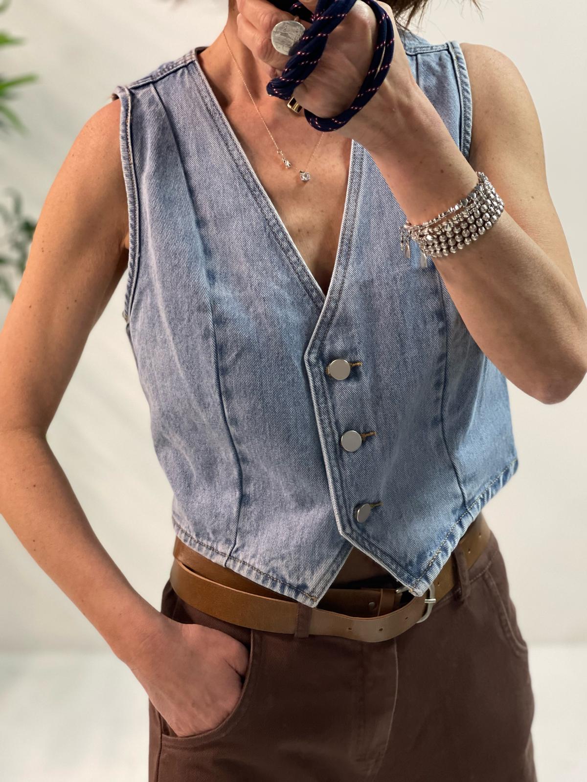 Gilet jeans denim chiaro LUMINA