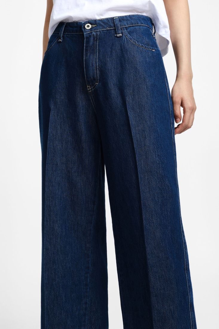 Jeans cropped a gamba larga con vita media P3CHCQZCAL PLEASE