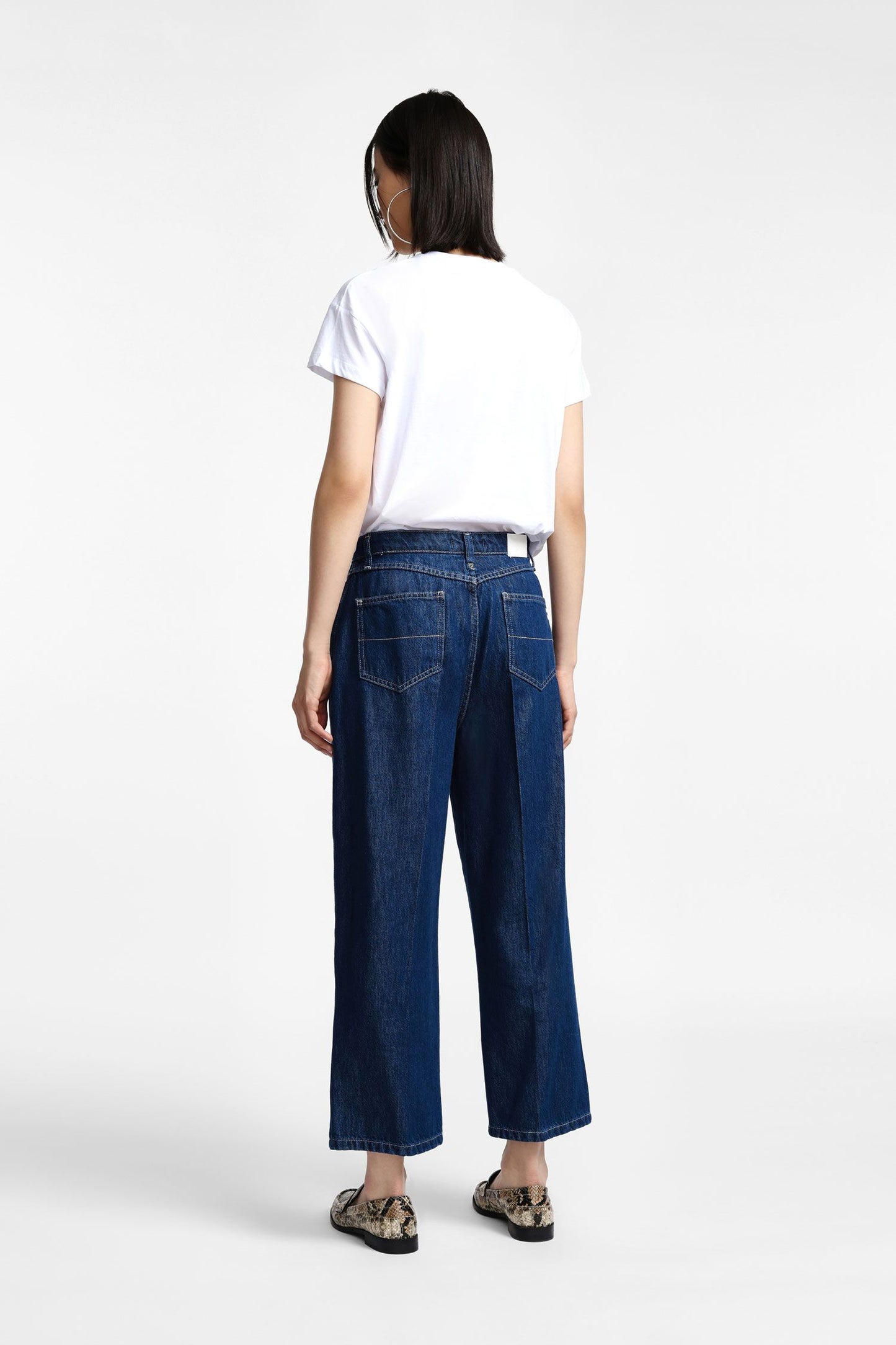 Jeans cropped a gamba larga con vita media P3CHCQZCAL PLEASE