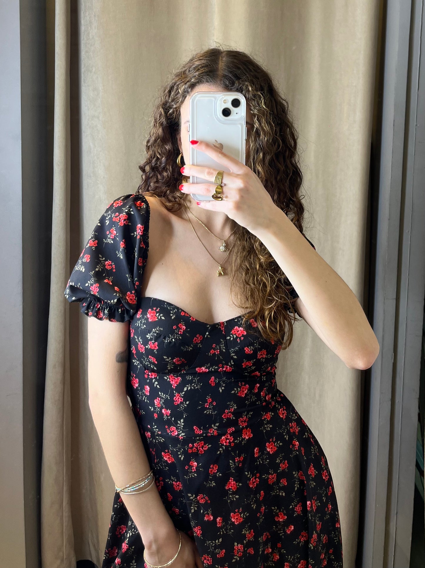 ABITO MIDI A FIORI CON BUSTIER